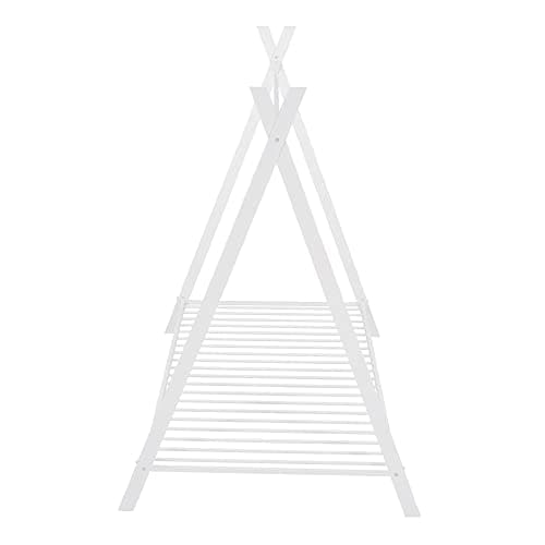 i-POOK Twin Size Metal Floor Bed with X-Frame Support & Decorative Slats, White