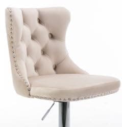 Modern Black Velvet Bar Stool Set with High Back & Nailheads Trim for Home Bar & Kitchen Island
