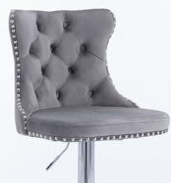 Modern Black Velvet Bar Stool Set with High Back & Nailheads Trim for Home Bar & Kitchen Island