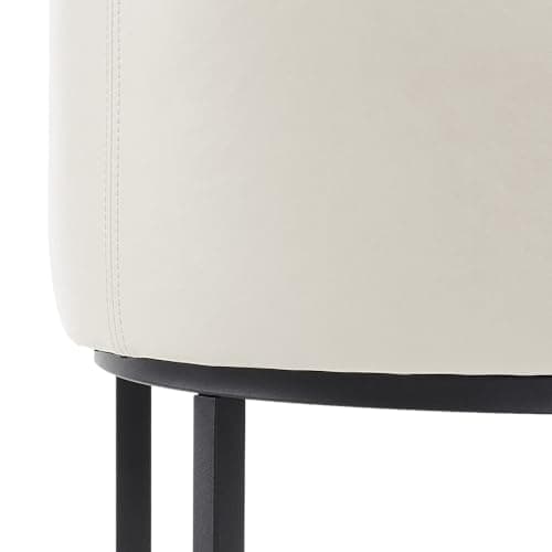 LUE BONA Black Metal Bar Stools, 27" Counter Height, Set of 4, Linen Upholstered Beige