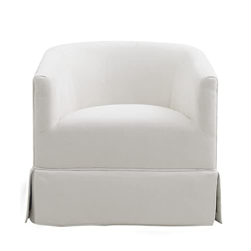 Upholstered Swivel Barrel Chair for Living Room, Bedroom, Lounge - Cream/White