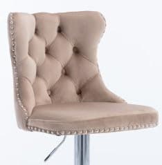 Modern Black Velvet Bar Stool Set with High Back & Nailheads Trim for Home Bar & Kitchen Island