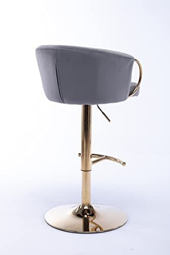 Modern Velvet Swivel Bar Stools Set of 2 with Curved Back and Chrome Footrest, Grey