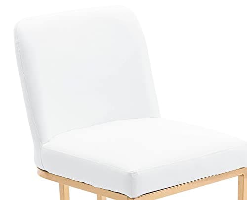 VESCASA Mid-Century Modern 24 Counter Height Barstools with Back - Set of 2, White Faux Leather with Gold Frame for Kitchen or Bar