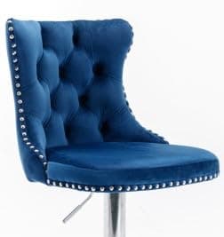 Modern Black Velvet Bar Stool Set with High Back & Nailheads Trim for Home Bar & Kitchen Island