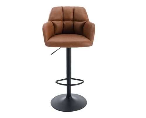 CIMOTA PU Brown Swivel Bar Stools Set of 2