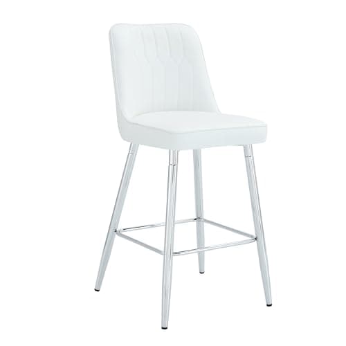 Modern Black Counter Height Bar Stool Set of 4, Faux Leather with Stable Legs