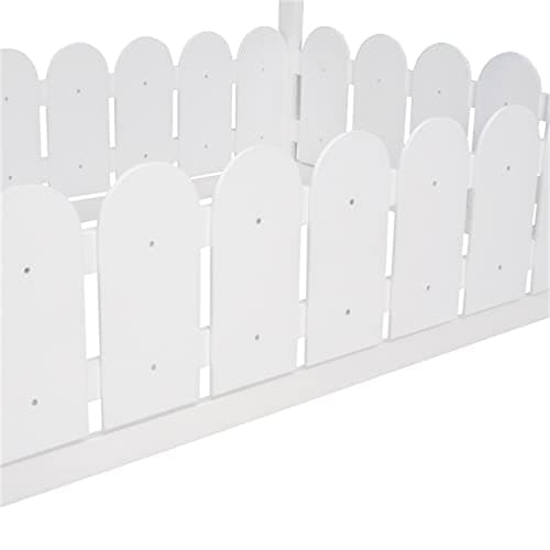 Wood House Bed Frame for Children with Full-Length Guardrail, Twin Size, White