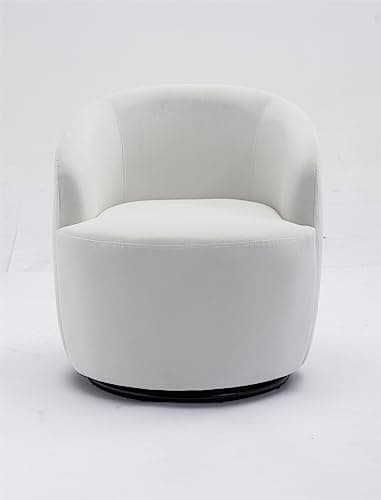 i-POOK Swivel Accent Chair, Modern Velvet Upholstered Armchair White