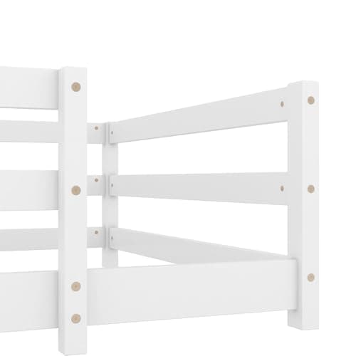 Twin Size Montessori Bed with Fence, Wood for Kids (White)