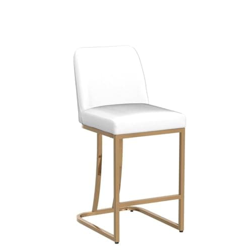 VESCASA Mid-Century Modern 24 Counter Height Barstools with Back - Set of 2, White Faux Leather with Gold Frame for Kitchen or Bar