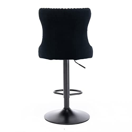 Modern Swivel Velvet Bar Stools Set of 2 with Backrest and Footrest - Black
