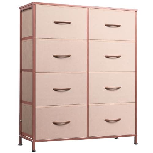 WLIVE Light Grey Tall Dresser with 8 Drawers & Fabric_bins