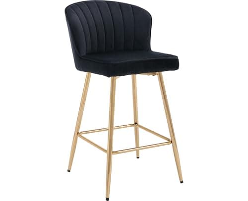 EALSON Green Counter Height Bar Stools Set of 2 Modern Leather Backbar Chairs