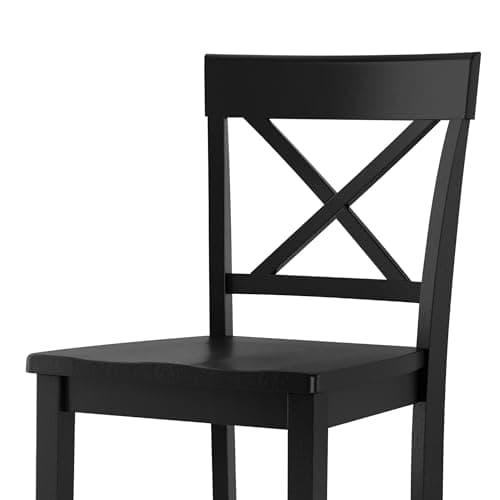 24" Black X-Back Wooden Counter Stools with Footrest for Kitchen Island