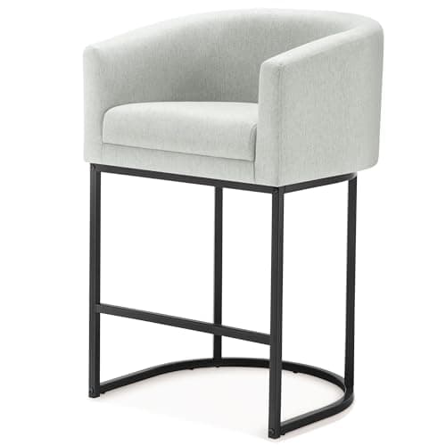 Modern 26" Counter Height Bar Stools, Linen Back, Gold Metal, Set of 3