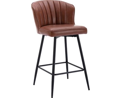EALSON Green Counter Height Bar Stools Set of 2 Modern Leather Backbar Chairs