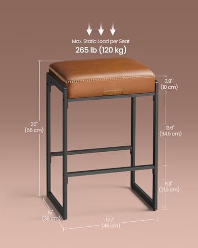 VASAGLE EKHO Collection Counter Height Bar Stools, Caramel Brown