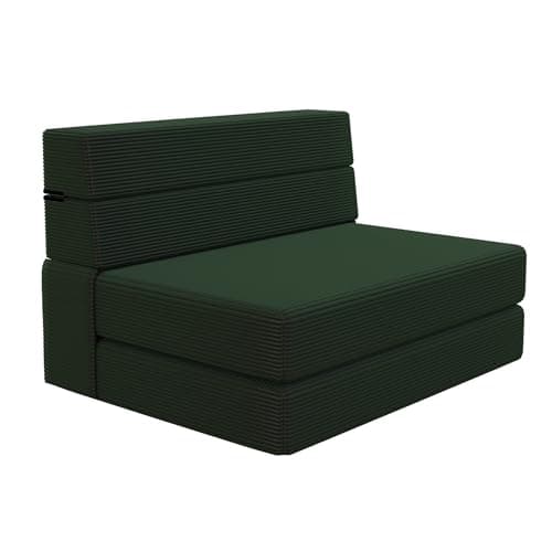 Light Green Corduroy Twin Foldable Memory Foam Sofa Bed with Back Support