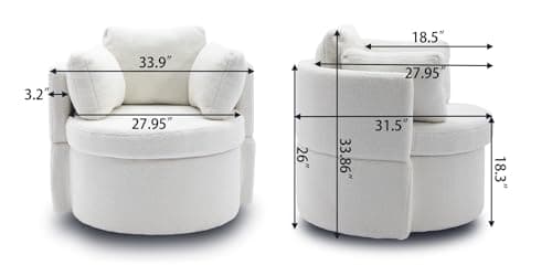 Swivel Accent Chair with Storage, Teddy Barrel Chair with Metal Base, Single Sofa Chair for Living Room, Black Color
