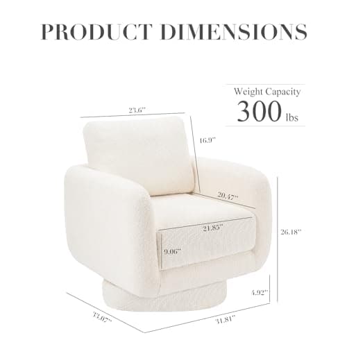 Modern 32 Swivel Accent Armchair for Living Room - White