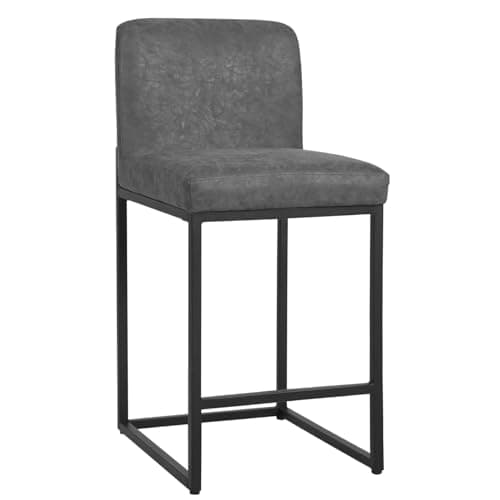 PHI VILLA Grey Counter Height Bar Stool Set of 4 PU Leather Back
