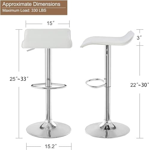 VECELO Pearl White Swivel Bar Stool Set of 2