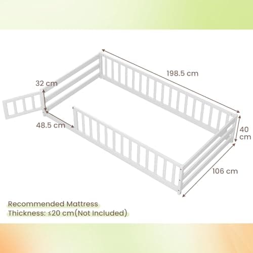 Giantex Safety Guardrail Montessori Bed for Kids, White
