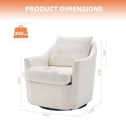 Modern Cream Swivel Accent Chair - Ideal for Living Room, Nursery, or Bedroom