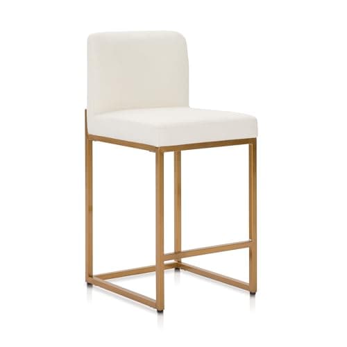 PHI VILLA Grey Counter Height Bar Stool Set of 4 PU Leather Back