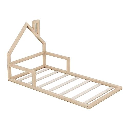 i-POOK Montessori House-Shaped Bed for Kids Teens, Natural Wood