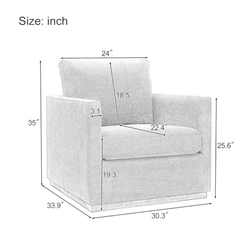 30 Oversized Swivel Chair with Thick Seat Cushion in Yellow