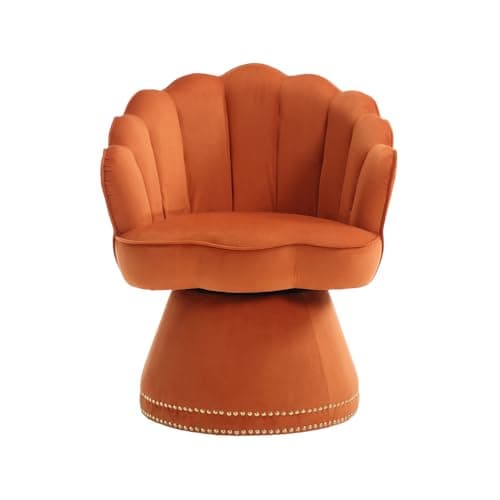 Modern Velvet Swivel Barrel Chair for Living Room, Bedroom, Hotel in Orange