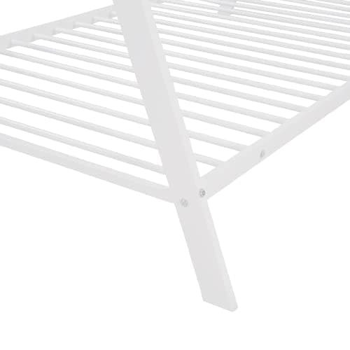 i-POOK White Metal Twin Bed Frame with Slats for Kids