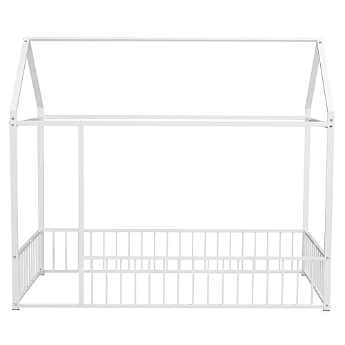 Bellemave Montessori Twin Size House Floor Bed, White