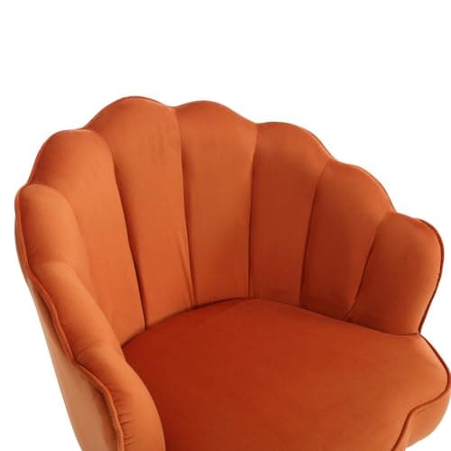 Modern Velvet Swivel Barrel Chair for Living Room, Bedroom, Hotel in Orange