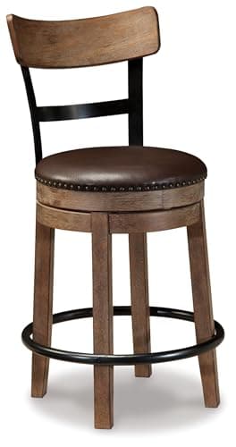 Signature Design by Ashley Light Brown Modern Farmhouse Swivel Barstool 24.25" Counter Height