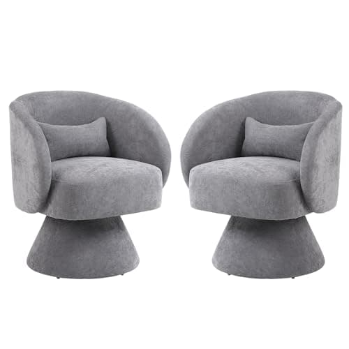 KIVENJAJA Sherpa Teddy 360° Swivel Armchair, White Pillowed Boucle Living Room Chair