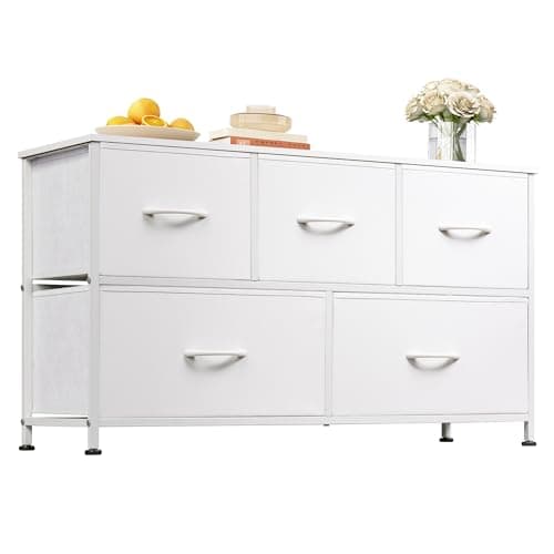 Charcoal Black Large Fabric Dresser with 5 Drawers
