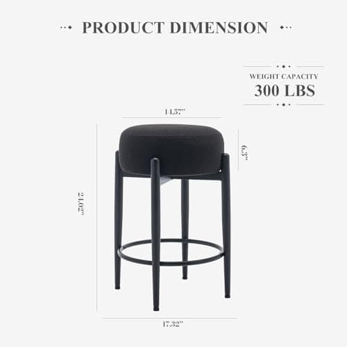 COLAMYModernBarStoolsSetof2,24"CounterHeightBlackBase