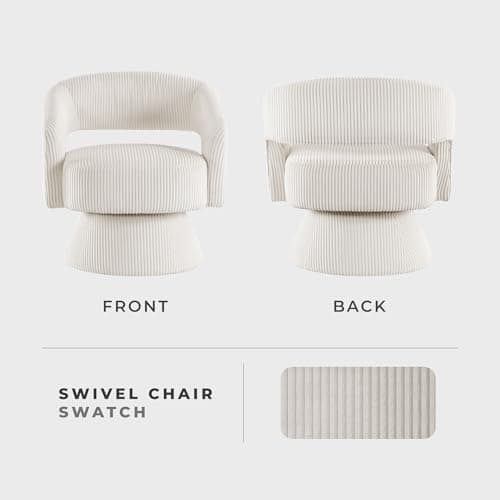 Beige Lexicon 360 Degree Swivel Corduroy Arm Chair for Living Room