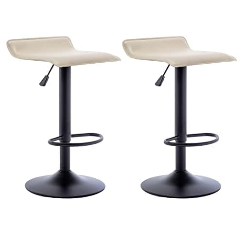 Vogue Black PU Leather Airlift Kitchen Bar Stools, Set of 2