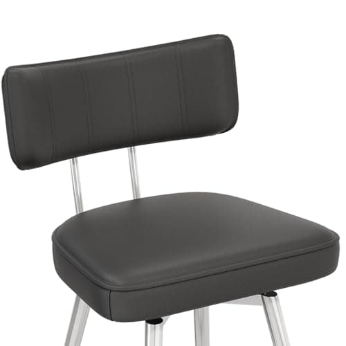26 Inch White Leather Swivel Bar Stools with Back, Kitchen Counter Set of 2