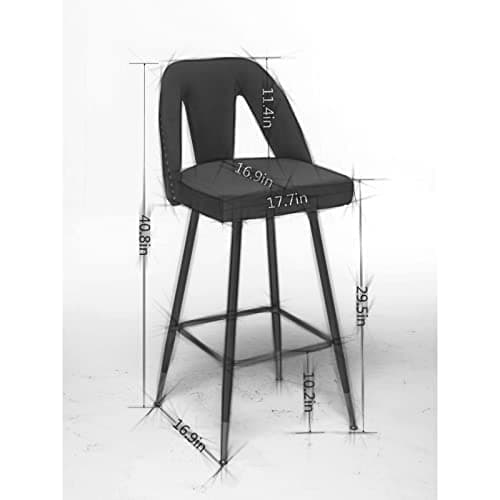 Velvet Upholstered Counter Height Bar Stools Set of 2