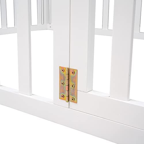 White Full-Size Montessori Floor Bed with Fence and Door