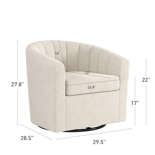 Bonzy Home Modern White Velvet Swivel Chair Set of 2