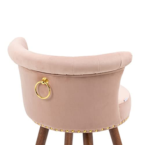 Set of 2 Pink Fabric Swivel Bar Stools for Kitchen Island Pub Dining