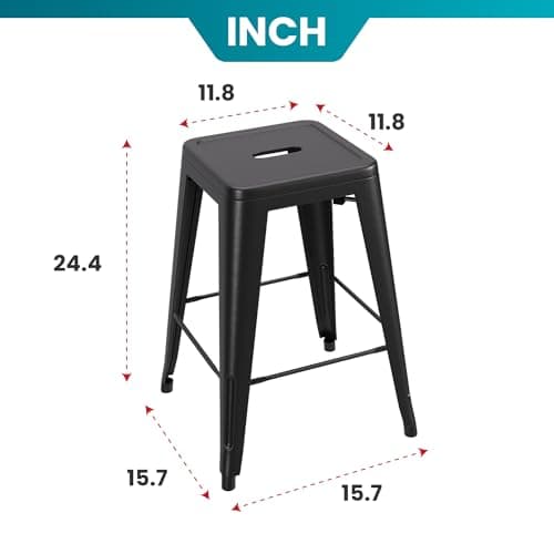 PayLessHere 24 Inch Metal Stool Set - Indoor/Outdoor Stackable Bar Chairs