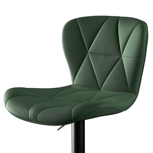 Green Faux Leather Bar Stools Set, Adjustable Swivel Kitchen Chairs