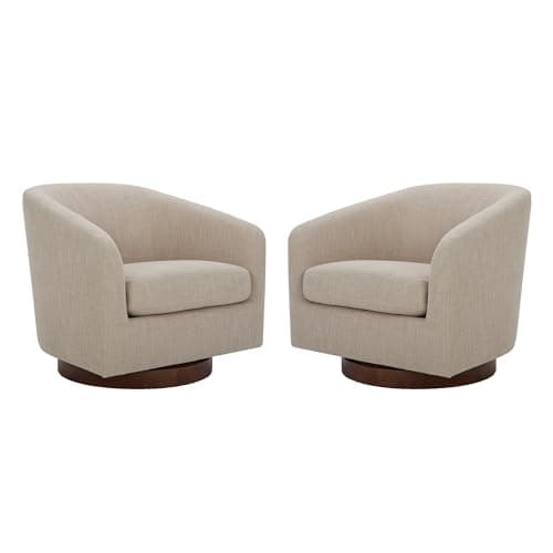 CHITA Flax Beige FSC Certified Swivel Chair, Living Room Set of 2Fully Assembled